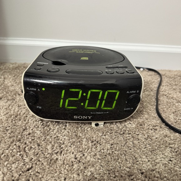 Sony Other - Sony Dream Machine ICF-CD814 FM AM CD Clock Radio Alarm Clock Black Silver Works